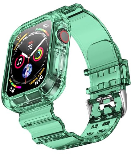 NotoCity Correa Compatible con Apple Watch 10, para Apple Watch Serie 10 46mm Correa de Repuesto con Funda, Creativa,Transparente (Verde translúcido)