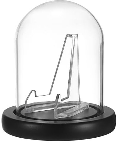 TOLIDA Cloche en verre avec socle en bois naturel - Cloche décorative en verre avec support en acrylique - Support de montre de poche étanche à la poussière et à l'eau - Porte-monnaie pour médaille en