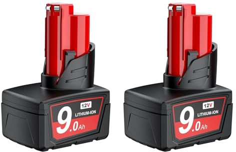 2X 9000mAh Battery for Milwaukee M12, Powtree Replacement for Milwaukee Battery XC 48-11-2410 48-11-2420 48-11-2411 48-11-2401 48-11-2402 Cordlees Power Tools