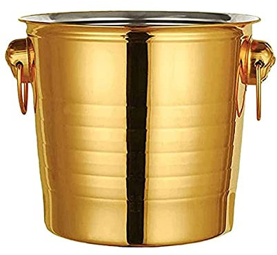 ZYLHGIKBAD Eiskübel, Edelstahl, Eiskübel, Dicker Eishalter, Behälter für Bar, Party, Champagner, Weinfass, Silber