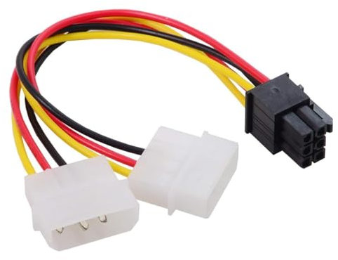 TECHZOCO Cable alimentación 4 Pines Macho Molex a 6 Pines PCI Express EPS 12V, Cable fuente alimentación a Tarjeta gráfica, Apto para tarjeta gráfica NVIDIA, GeForce, Gigabyte, Zafiro, 6 pines, 15 cm