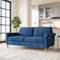 Vesgantti Canapé 2 Places en Tissu Velours Bleu, 165cm Style Moderne Scandinave pour Salon, Appartement, Petit Espace, Pieds Bois Massif, 168x88x75