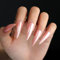 MouyouGlow Press on Nails Long,Stiletto Einfarbig Rosa Glazed Donut Plain Color Hailey Bieber Fake Nails with Nagelkleber,Pink Solid Aurora Chrome Künstliche Fingernails