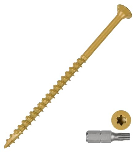 METALLIXITY 30Pcs #10x4 Deck Screws Kit Wood Screw CS Tan | Decking Screws Epoxy Coated with T25 Torx Drive Head for Wood Fence,Table,Chairs