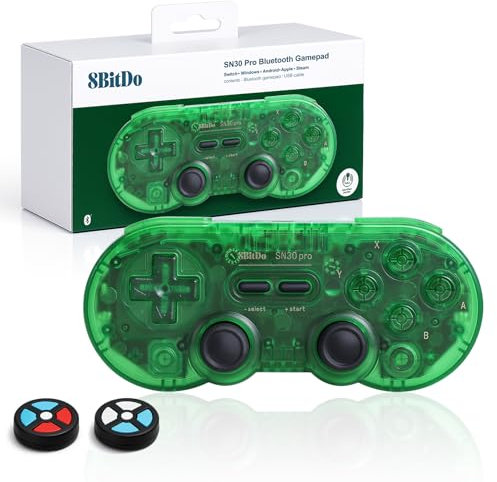 LONGYI 8BitDo SN30 Pro Mando inalámbrico Bluetooth con joysticks de efecto Hall, vibración Rumble y cable USB-C, Gamepad retro para Switch, Windows, Mac OS, Android, Steam Deck - Verde