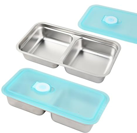 Ziyonix 2 Pezzi Contenitore per Condimenti In Acciaio Inossidabile, Contenitore da Pranzo con Coperchio per Bambini, Contenitore per Snack per Scuola per Scuola Viaggi