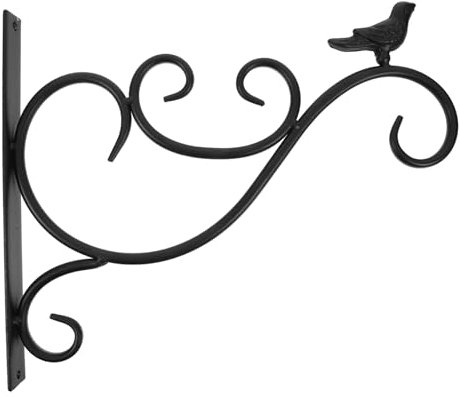 Abaodam Support de Fleurs Suspendu Forgé pour Pots Attache Murale pour Jardin Noir