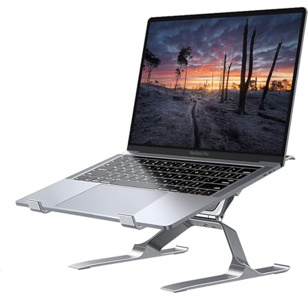 Supporto PC Portatile Ergonomico, Regolabile Laptop Stand Alluminio , Porta Scrivania Compatibile con MacBook Pro Air, Dell XPS, HP, Lenovo (13.3-17.3'') (Argento)
