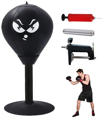 WIYETY Sacco da boxe da scrivania con forti ventose e morsetto da tavolo, palla da boxe antistress, da ufficio, regalo divertente per chef e colleghi