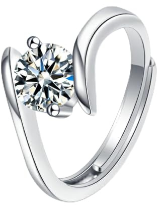 Wycian Engagement Ring Moissanite Ring Women Silber 9K Weißgold Zwei Krappen mit 0.5 Ct Zirkonia Größe 58 (18.5) Modern für Schwester Geburtstag Gravur