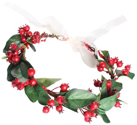 Haarreif mit roten Beeren, Brautkranz, Weihnachtsblumenkronen für Damen, Boho, handgefertigt, rote Beeren, Hochzeit, Crrown für Winter, Weihnachten, Urlaub, Haarschmuck