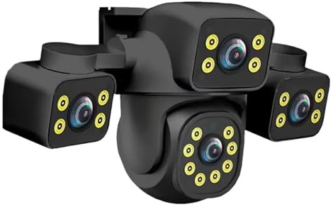 KOROBIE Caméra de sécurité, Caméra de Surveillance vidéo à 3 objectifs 15mp, réseau WiFi, CCTV, sans Fil, Moniteur 360, caméras sécurité extérieures étanches(15MP WiFi 32G Card)