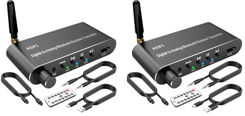 Onchdbfhuu 2X Bluetooth 5.1 Transmitter Receiver Digital to Analog Audio Converter Wireless Adaptor, Coax to Analog for TV