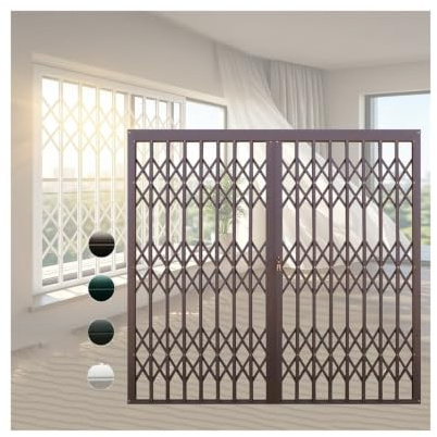 XILYZMO Grille Fenêtre Extérieure sur Mesure, Porte Accordéon | Rail coulissant silencieux, kit complet, transmission lumière, pliage compact, avec serrures, alu robuste.