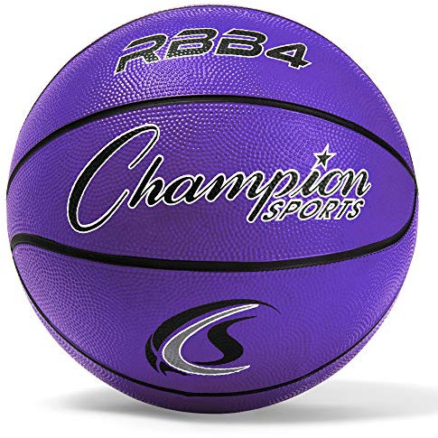 Champion Sports Gummi-Basketball für Fortgeschrittene, strapazierfähig, Profi-Basketbälle und Größen, Premium-Basketballausrüstung, für drinnen und draußen, Sportbildungsbedarf (Größe 6, Violett)