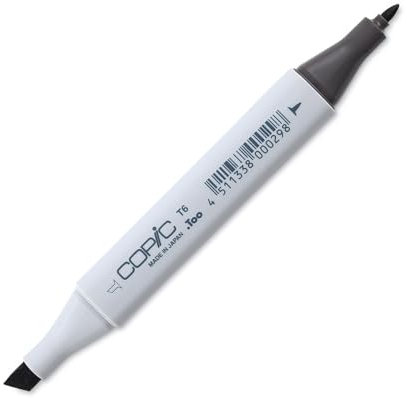 COPIC Classic Marker Typ T - 6, toner gray No. 6, professioneller Layoutmarker, mit einer breiten und einer feinen Spitze