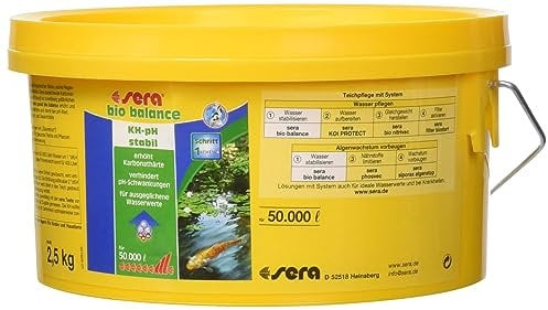 sera pond bio balance 2,2 Liter (2,5 kg) Grundpflegemittel zur sicheren Stabilisierung der Wasserwerte im Teich - verhindert pH-Wert-Schwankungen, Zur sicheren Erhöhung und Stabilisierung von KH & GH