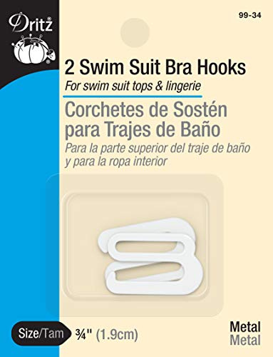Dritz Metal Swim Suit Bra Hooks, White, 3/4-Inch