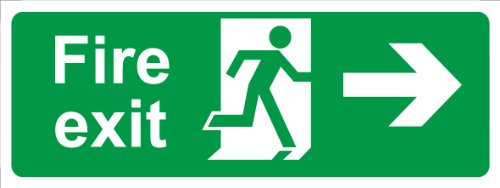 Castle SS013SA Fire Exit Arrow Right Sign Self Adhesive Vinyl 400 x 150mm