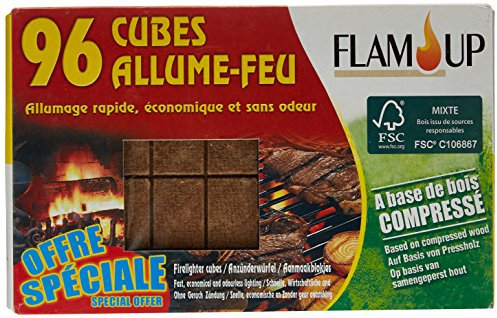 Flam'Up Natural Firelighters (Pack of 96) - Compressed Wood
