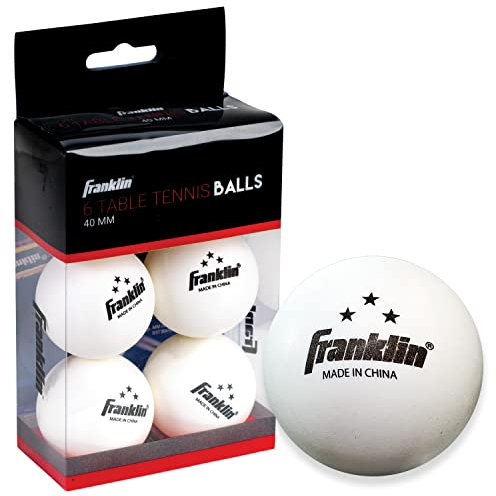 Franklin Sports Ping-Pong-Ball, 3-Stern-Ball, offizielle Größe und Gewicht, 4 cm, Profi-Tischtennisball, robust, leistungsstark, weiß, 6 Stück
