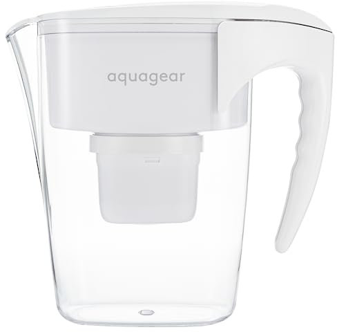 Caraffa con filtro dell'acqua Aquagear - Filtro per piombo, fluoruro, cloro, cromo 6 - Senza BPA, trasparente