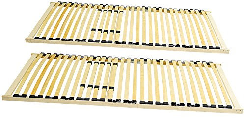 Coemo 2 x Lattenrost XXL 90x200 cm Big Size extra stabil bis 200 kg belastbar, Partnerset 180x200 cm, für alle Matratzentypen, durchgehende Seitenholme, DIY Selbstmontage