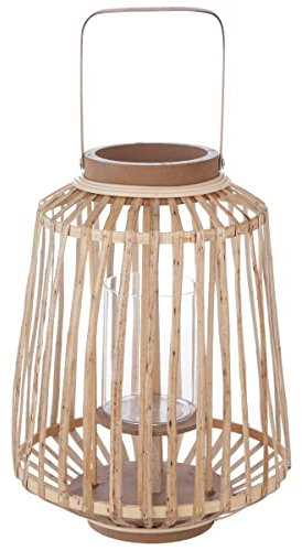 Atmosphera - Rattan-Außenlaterne - H. 35 cm - Helles Holz