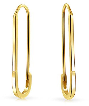 Inspirierendes Symbol Unterstützung Für Vertriebene Menschen Sicherheit Pin Durchzieher Tropfenohrringe Für Frauen Teen 14K Vergoldet .925 Sterlingsilber