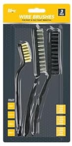 Black Plastic Wire Brushes Set (3 Pieces) - Assorted Bristle Types & Head Lengths, Ideal for Removing Stubborn Dirt, Old Paint & Rust