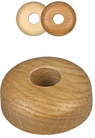 FUX 10 Stück Einzel Heizungsrohr Rosette, 15mm - 22mm, Echthözer, Rohrabdeckung, Abdeckrosetten, Heizung, Verkleidung, Heizkörper Rosetten, Holz, Parkett, Holzrosetten (22mm, Eiche)
