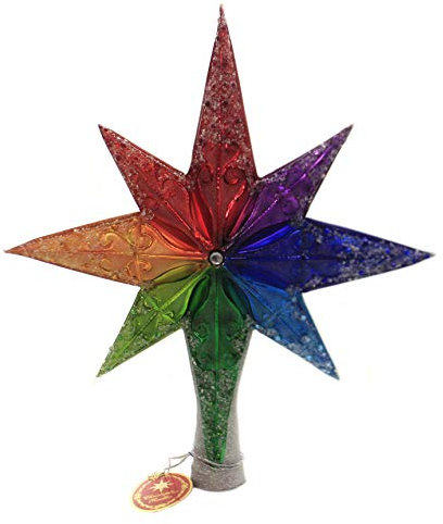 Christopher Radko Weihnachtsbaumspitze aus Glas, handgefertigt, europäisches Design, Regenbogen-Stellar