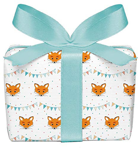 5er Set 5 Bögen Geschenkpapier Fuchs Girlande zum Schulanfang Kinder Kindergeburtstag Baby Geburt Taufe für Mädchen Jungs Pefc zertifiziertes Papier 50 x 70 cm