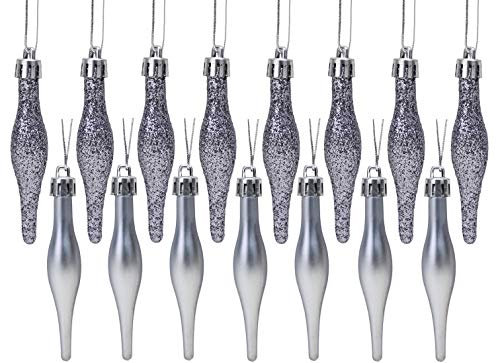 Christmas Concepts® Packung mit 15-8,5 cm Tröpfchenkugeln - Matt- und Glitterdesign - Weihnachtskugeln… (Graphitgrau)