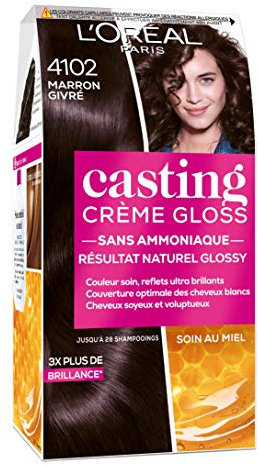 L'ORÉAL Paris – Coloración de cabello semipermanente tono sobre tono – Color ultra brillante y natural – Sin amoniaco – Casting Crema Gloss – Tono: Marrón escarchado (4102)