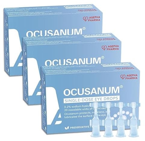 Ocusan Eye Drops Lubricating Eye Drops for Contact Lenses | Preservative Free, Artificial Tears for Red, Itiching, Irritate & Tired Eyes