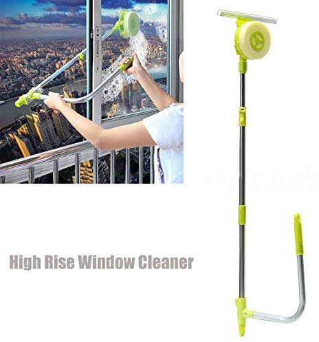 New Window Cleaner Extendable, Window Cleaner Tool with Adjustable Various Angles, U-Type Telescopic Window Cleaner with Brush, Easy to Replacement Different Head Lightweight