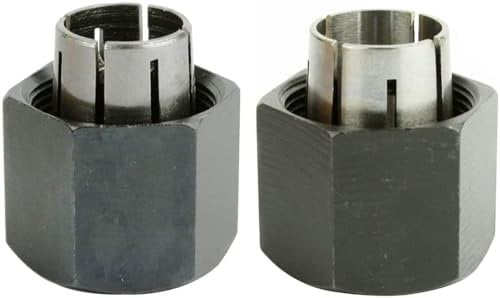 Gadgetool 2 piece Router Collet Kit 1/4 and 1/2 fits for Dewalt 326286-04, 326286-03, Bosch 2610906283, 2610906284, Hitachi 323-293, 323-421,Big Horn 19691,19693&RC025DW,RC050DW