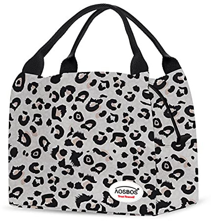 Aosbos Lunch Bag Insulated Lunch Bags for Women Lunch Box Adults Thermal Lunch Tote Bag Waterproof Lunch Organizer Bento Box Bag for Girls Kids School Work Office Picnic (8.5L, Leopardenmuster)