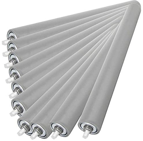 SCHMIDT systemprofile 10x Tragrolle 400mm Ø 42mm Rollenbahn Untergurtrolle Rolle für Förderband mit Gummiüberzug