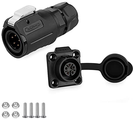 CNLINKO LP-16 Industrieller Wasserdichter Steckverbinder IP68 Rundsteckverbinder Schnellverschluss Luftfahrtstecker PBT-Gehäusestecker Aviation-Anschluss M16 2-9 Polig Flanschdose (5 Polig)