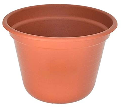 Acan Tradineur - Maceta de plástico - Diseño de Rayas - Macetero, Tiesto para Plantas, Flores, balcón, terraza, hogar - Ø 40 x 30,5 cm - Color Marrón