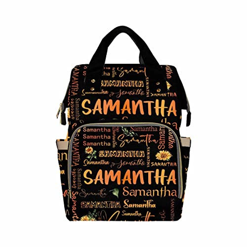 Personalisierbarer Rucksack mit orangefarbenem Text, Wickeltasche, Rucksack, Windeltasche, Babytasche, lässiger Tagesrucksack, Reise-Schultertasche für Uni, Wandern, Camping, Arbeit, Outdoor