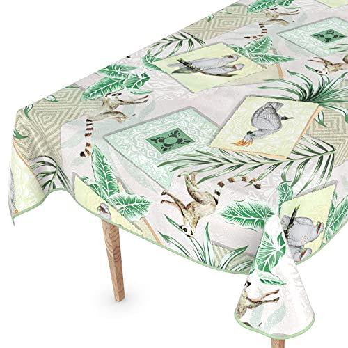 Wachstuchtischdecke Wachstischdecke Tischdecke abwaschbar Gartentischdecke Wachstuch Eckig rund oval 180 x 140cm mit Saum Exotik