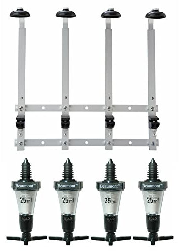 Drink Dispenser | Wall Mounted Optic Brackets - for 70cl/1 Litre Spirit Bottles | Wall Mounted Bottle Rack Stand (4 Bottle Bracket & 4 x 25ml Solo Measure)