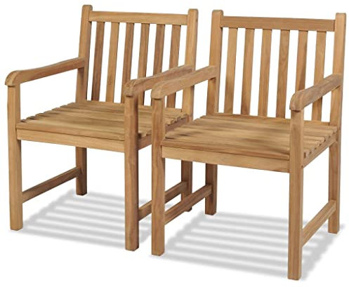 ZQQLVOO Gartenstühle 2 STK. Massivholz Teak, Esszimmerstühle für draußen, Sitzgelegenheiten für draußen, Stühle für draußen für Patio, Terrasse, Garten, Hof