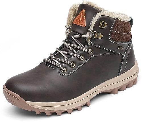 Mishansha Stivali da Neve Uomo Inverno Scarpe Pelliccia Donna Caldi Scarponcini Trekking Imbottiti Marrone 39