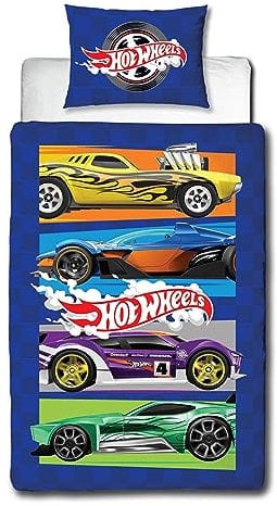 Character World Hot Wheels Bettwäsche-Set für Einzelbett, offizielles Lizenzprodukt, Beast-Design, wendbar, zweiseitig, mit passendem Kissenbezug, perfekt für Kinderzimmer, Polycotton