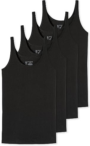 Schiesser Damen Träger-Top Organic Cotton | 4er Pack (40, Schwarz)