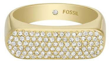 Fossil Damen-Siegelring Heritage D-Link Glitz Edelstahl goldfarben, JF045857108